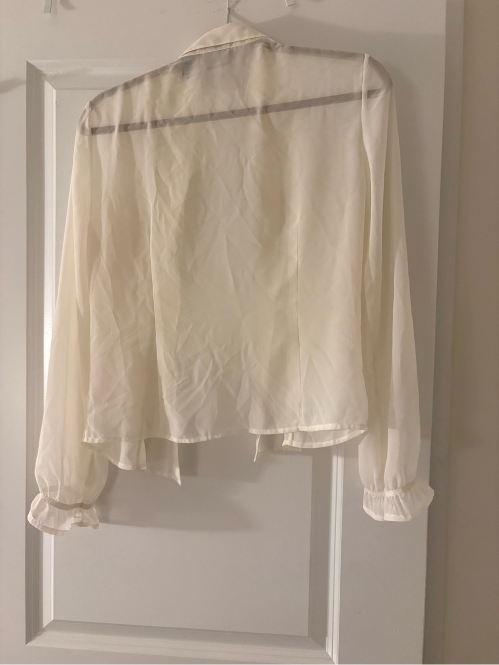 Sheer Ruffled Front Blouse - Cream - Picture 3 of 3